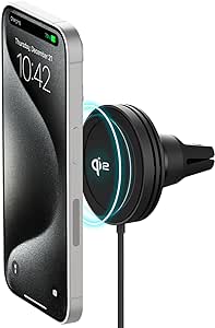 iOttie Velox Qi2 Mini Wireless Car Mount Charger | Air Vent Car Phone Holder | MagSafe Phone Mount 15W Charger for Qi2-enabled Smartphones Including iPhone12, 13, 14, and 15. Car Charger Included.