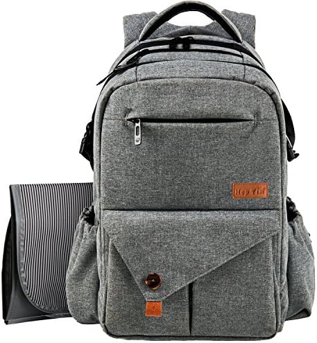 Hap Tim Multi-Function Large Baby Diaper Bag Backpack with Stroller Straps, Insulated Pockets, Changing Pad, Stylish & Anti-Water Material(Gray-5284)