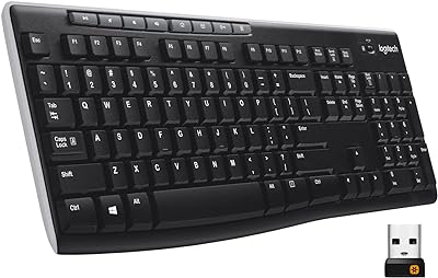 Logitech K270 Wireless Keyboard for Windows, 2.4 GHz Wireless, Full-Size, Number Pad, 8 Multimedia Keys, 2-Year Battery Life, Compatible with PC, Laptop, Black