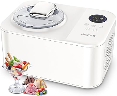 UKKISO Ice Cream Maker for Home: 1.2 Quart Automatic Ice Cream Maker Machine with LCD Display, Stainless Steel Homemade Ice Cream Maker Machine with Compressor for Kids, Home, Holiday