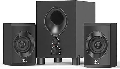 OROW Bluetooth Computer Speakers with Subwoofer,Front Knob 18W Wireless PC Speakers,Support SD &USB&AUX&Bluetooth Play,Great for Party/Game/TV (S213)