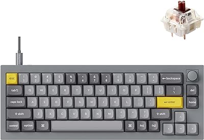 Keychron Q2 Wired Custom Mechanical Keyboard Knob Version, 65% Layout QMK/VIA Programmable Macro with Hot-swappable Gateron G Pro Brown Switch Double Gasket Compatible with Mac Windows Linux (Grey)