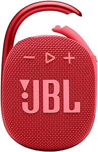 JBL Clip 4 - Portable Mini Bluetooth Speaker, big audio and punchy bass, integrated carabiner, IP67 waterproof and dustproof, 10 hours of playtime, speaker for home, outdoor and travel (Red)