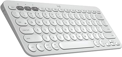 Logitech K380 Pebble Wireless Multi-Device Keyboard for Apple iOS, Apple TV android or Chrome, Bluetooth, Compact Space-Saving Design, PC/Mac/Laptop/Smartphone/Tablet - Off White