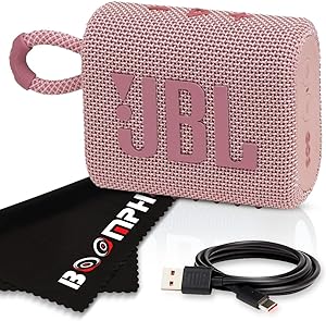 JBL Go 3 Portable Bluetooth Wireless Speaker, IP67 Waterproof and Dustproof Built-in Battery - Pink - Boomph&#39;s Comprehensive Ultimate Performance Cloth Solution for Your On-the-Go Sound Experience