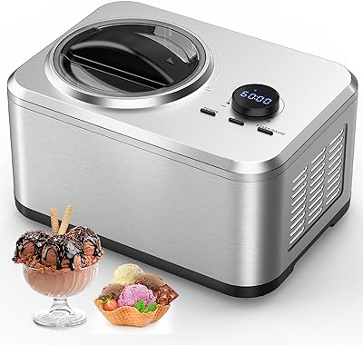 COWSAR 1.6 Quart Ice Cream Maker Machine with Built-in Compressor, Fully Automatic and No Pre-freezing, Frozen Yogurt, Keep-cooling and Timer, Easy to Clean