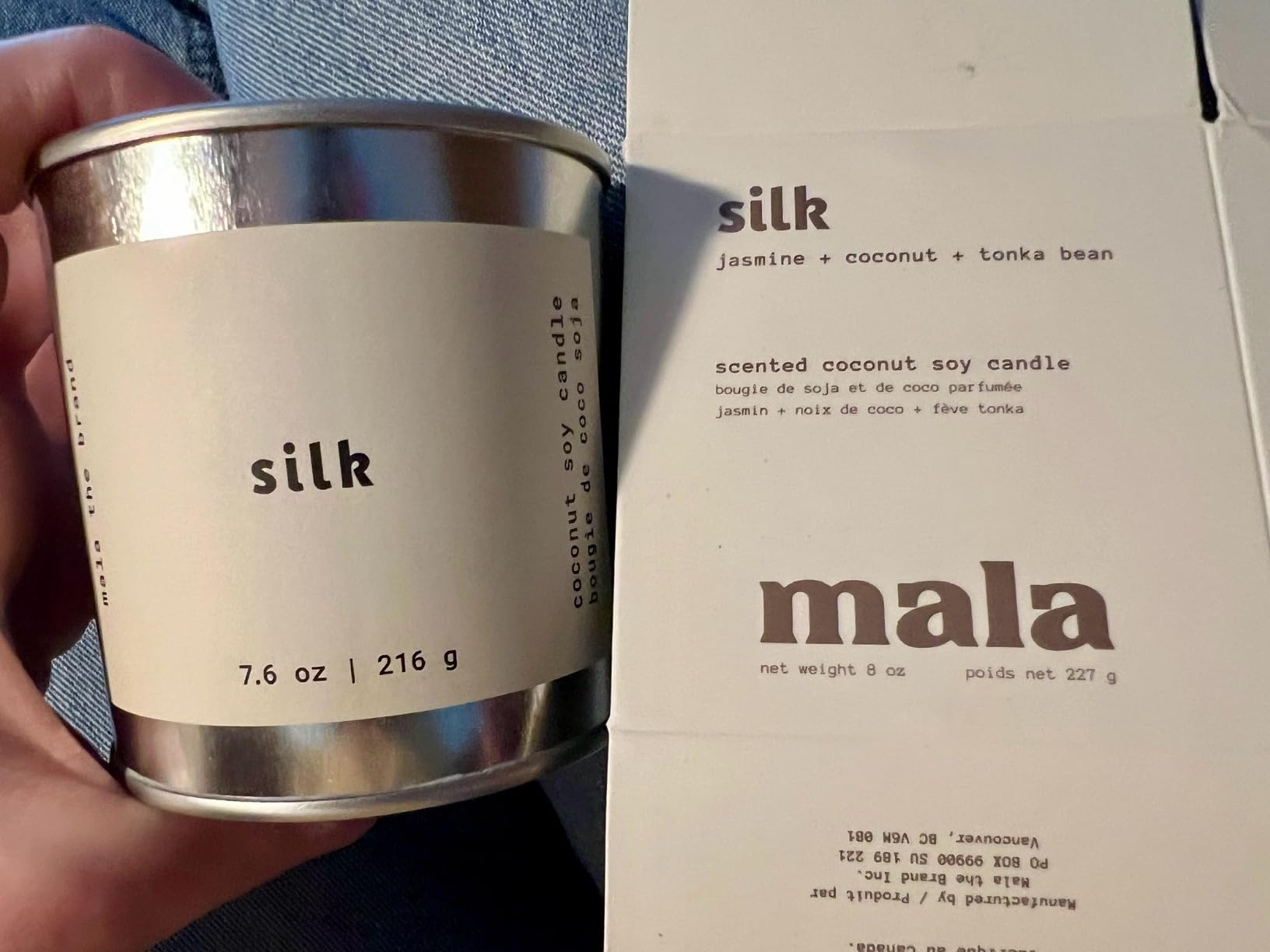 Mala Silk Scented Candles. Tonka Bean, Coconut & Jasmine