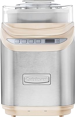 Cuisinart ICE-70CRM 2-Quart Cool Creations Ice Cream, Frozen Yogurt, Gelato and Sorbet Maker, LCD Screen with Countdown Timer, Makes Frozen Treats in 20-Minutes or Less, Cream