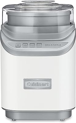 Cuisinart ICE-60WP1 2-Quart Cool Creations Ice Cream, Frozen Yogurt, Gelato and Sorbet Maker, LCD Screen with Countdown Timer, Makes Frozen Treats in 20-Minutes or Less, Stainless Steel/White