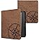 kwmobile Case Compatible with Kobo Libra 2 - Faux Suede Leather - Navigational Compass Brown