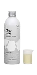 Dirty Labs hand wash and delicates 32 load concentrated detergent. Enzyme powered.