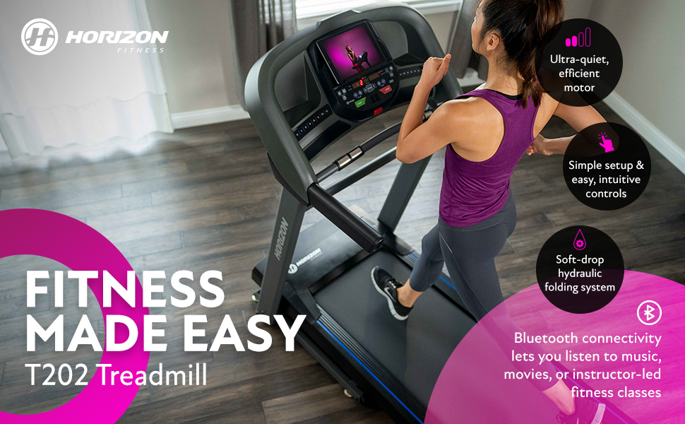Fitness Made Easy - Ultra-quiet efficient motor, simple setup, easy controls, bluetooth connectivity