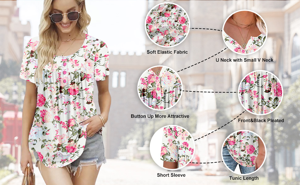 Womens pink floral short sleeve top