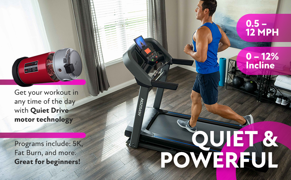Quiet and Powerful - Quiet drive motor technology. Programs include 5K, fat burn great for beginners