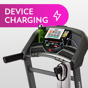 Device Charging - built-in device charger with USB port, sturdy holder, entertainment and classes