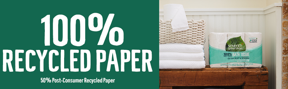 100% recycled paper. 50% post-consume recycled paper.