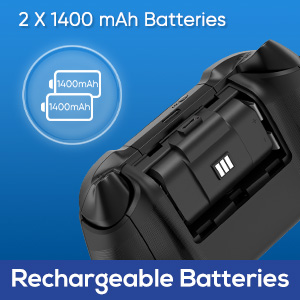 2 Batteries Slots Charging Station with 2 1100mAH Rechargeable Battery Packs