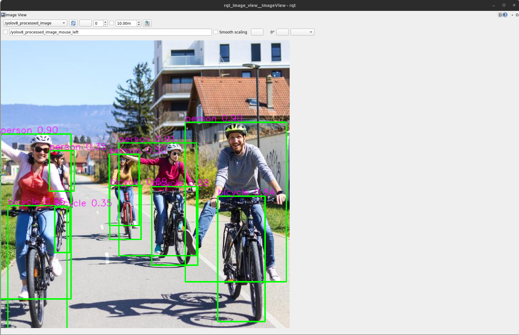 RQT showing detection of people cycling and bikes