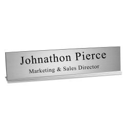 Custom Engraved Plastic Desk Signs With Metal Holder, 2" x 10"