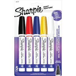 Sharpie® Paint Markers, Medium Point, Assorted Colors, Pack Of 5 Markers