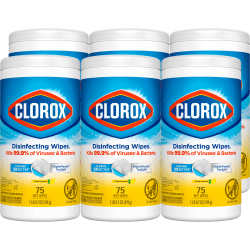 Clorox® Disinfecting Wipes, Bleach Free Cleaning Wipes - Crisp Lemon - 75 Count (Pack of 6)