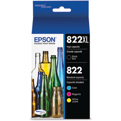 Epson® 822XL/822 Black And Cyan, Magenta, Yellow High-Yield Ink Cartridges, Pack Of 4
