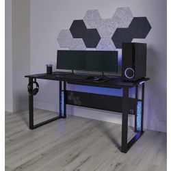 RS Gaming™ Mergence 60"W RGB Gaming Computer Desk With 10 Acoustic Panels, Black