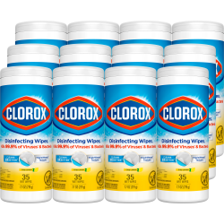 Clorox Disinfecting Wipes, Bleach Free, Crisp Lemon, 35 Wipes Per Pack,  Case Of 12 Packs