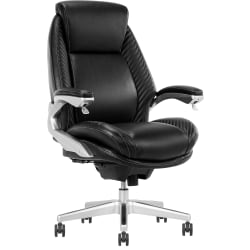 Serta® iComfort i6000 Ergonomic Bonded Leather High-Back Executive Chair, Black/Silver