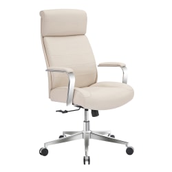 Realspace® Modern Comfort Modee Vegan Leather High-Back Executive Office Chair, Sand/Chrome, BIFMA Compliant