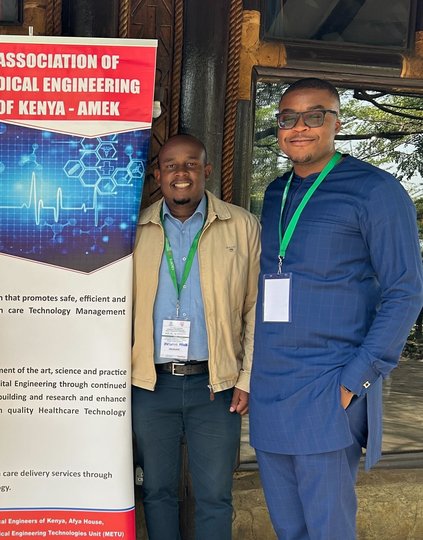 Helen Kamau, regional lead for PATH’s Access to Medical Devices portfolio, stands with representatives from Build Health International at Africa’s 1st Regional Biomedical Engineering and Health Technologies Conference in Nairobi, Kenya. Photo: BHI