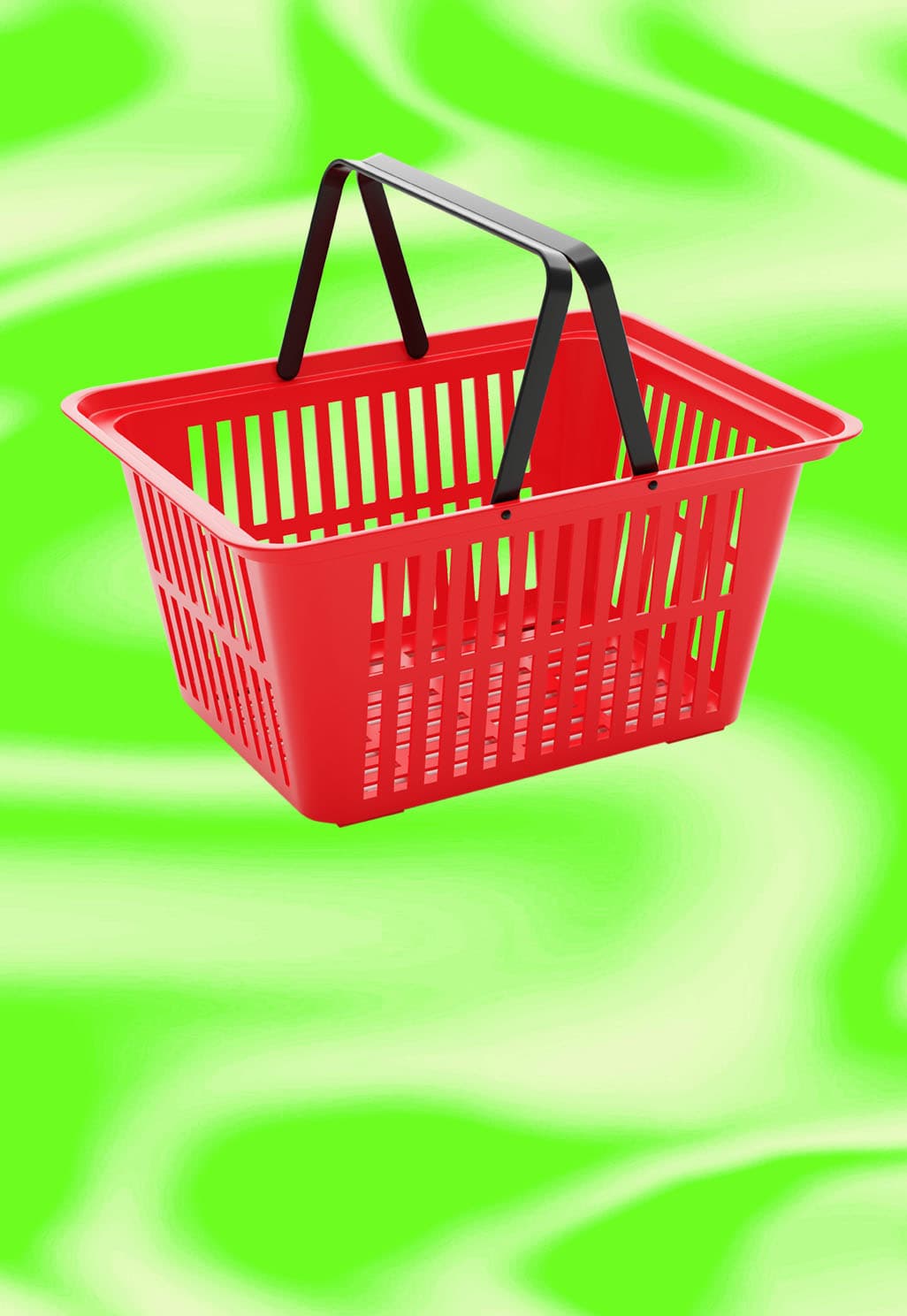 A red shopping basket.