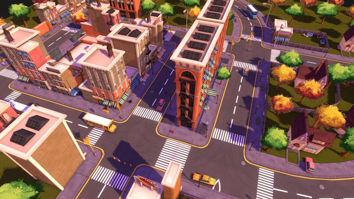 Urban Neighbourhood Scene 3D Model