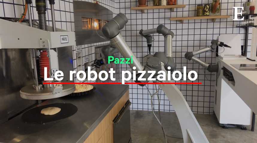 Illustration pour la vidéo Et maintenant, place au robot pizzaiolo !
