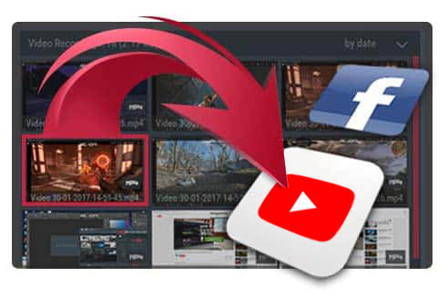 Upload Windows desktop and gameplay recordings to YouTube™ or Facebook.