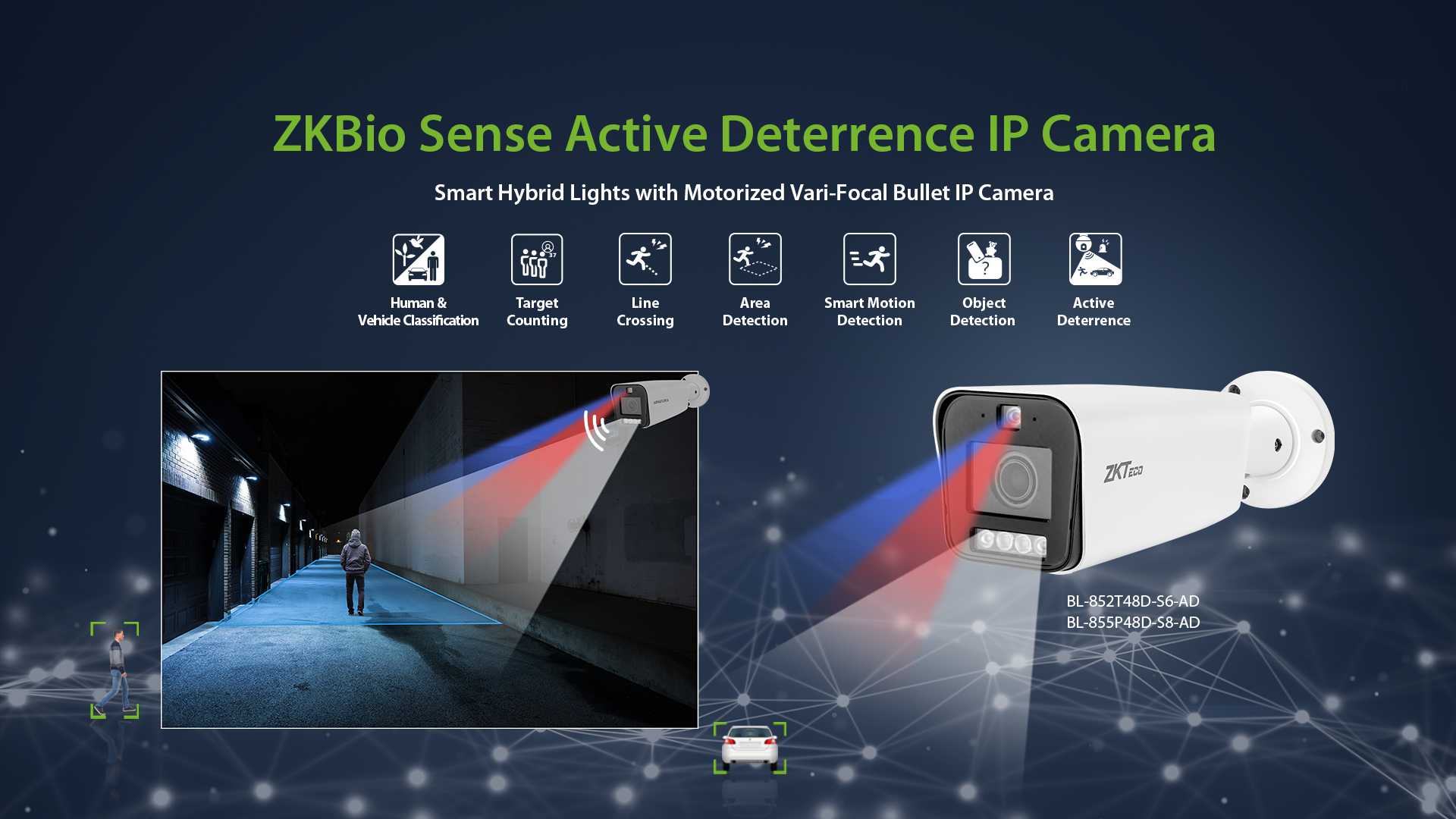 ZKBio sense series active deterrence IP cameras