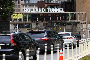 Three Port Authority officers were injured after attempting to stop a stolen car near the Holland Tunnel on Oct. 14, 2022.