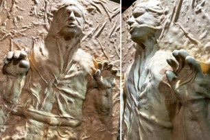 Catherine and Hanalee Pervan of One House Bakery in San Francisco recreated Han Solo frozen in carbonite from "Star Wars: Episode V – The Empire Strikes Back" out of bread dough.