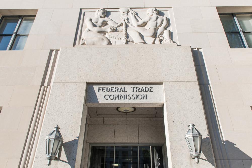 Front entrance to the Federal Trade Commission headquarters, located at 600 Pennsylvania Avenue NW, Washington, DC.