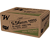 Image of Winchester USA 5.56x45mm NATO 62 grain Green Tip M855 Full Metal Jacket Boat Tail FMJBT Brass Centerfire Rifle Ammunition