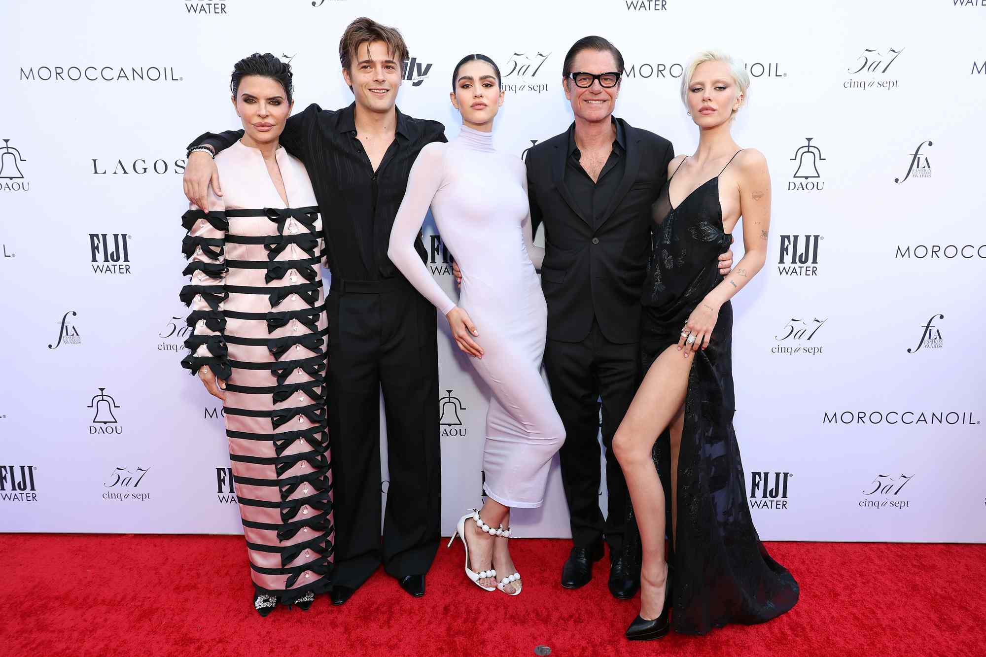 Lisa Rinna, Henry Eikenberry, Amelia Gray Hamlin, Harry Hamlin, and Delilah Belle Hamlin attend The Daily Front Row's 8th Annual Fashion Los Angeles Awards on April 28, 2024 in Beverly Hills, California.