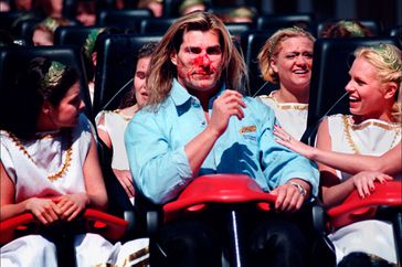 Supermodel Fabio was bloodied when a bird hit him in the face as he was riding Apollo’s Chariot, a new roller coaster at Busch Gardens, Williamsburg, Va., during a publicity event to mark the dedication of the ride, March 29, 1999.