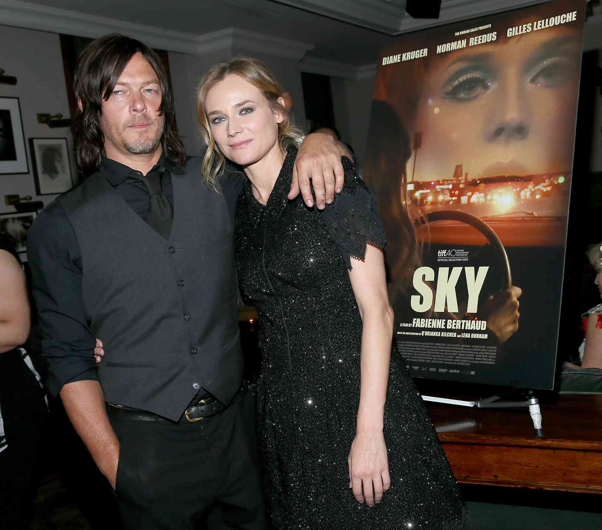 Norman Reedus (L) and Diane Kruger attend the CHANEL party for "Sky" during the 2015 Toronto International Film Festival at Soho House Toronto on September 16, 2015 in Toronto, Canada