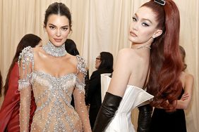Kendall Jenner and Gigi Hadid attend The 2021 Met Gala Celebrating In America: A Lexicon Of Fashion at Metropolitan Museum of Art on September 13, 2021 in New York City
