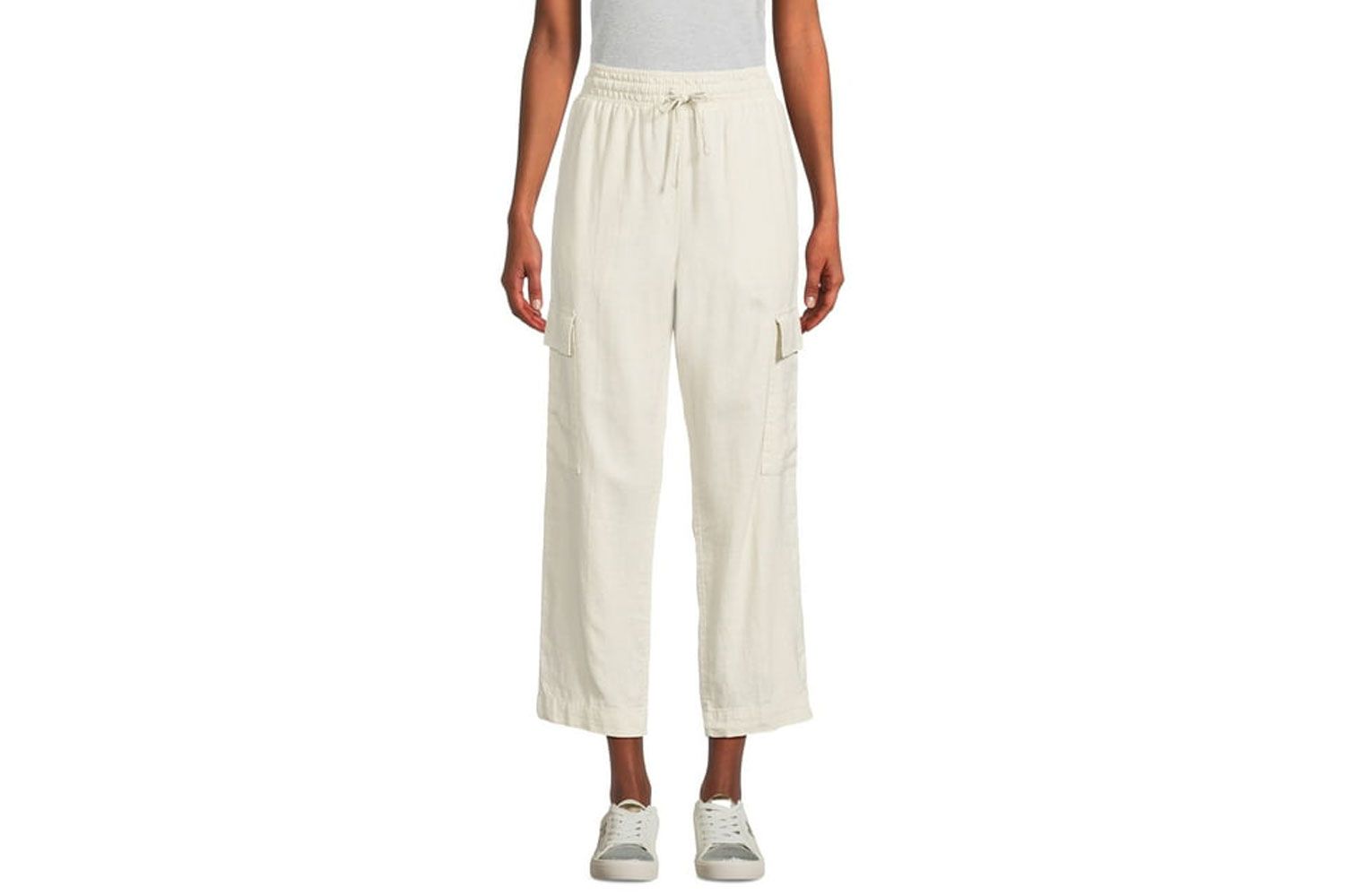 Walmart Time and Tru Women's Linen Blend Cropped Cargo Pants, 28" Inseam, Size XS-XXXL