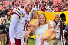 Carson Wentz and Madison Oberg with their kids, Hadley and Hudson