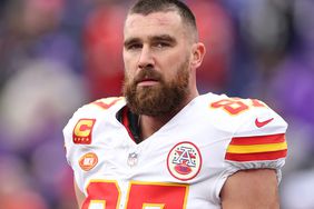 BALTIMORE, MARYLAND - JANUARY 28: Travis Kelce #87 of the Kansas City Chiefs looks on prior to the AFC Championship Game against the Baltimore Ravens at M&T Bank Stadium on January 28, 2024 in Baltimore, Maryland. 