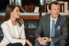 Prince Joachim of Denmark and his wife, Princess Marie of Denmark, speak to a reporter at the Embassy of Denmark in Washington, DC on March 19, 2024