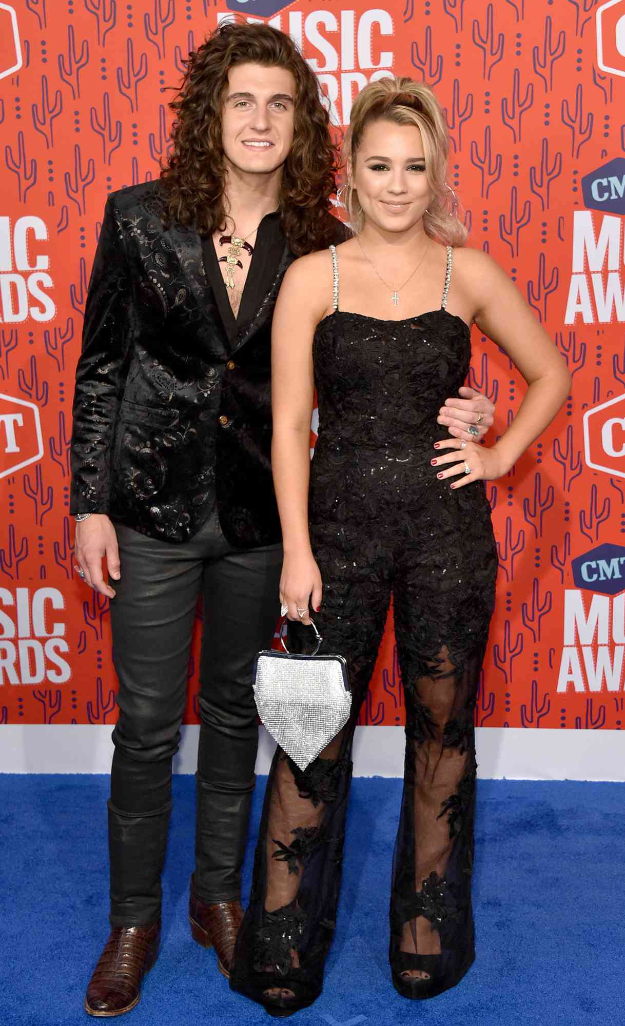 Cade Foehner and Gabby Barrett attend the 2019 CMT Music Awards at Bridgestone Arena on June 05, 2019 in Nashville, Tennessee