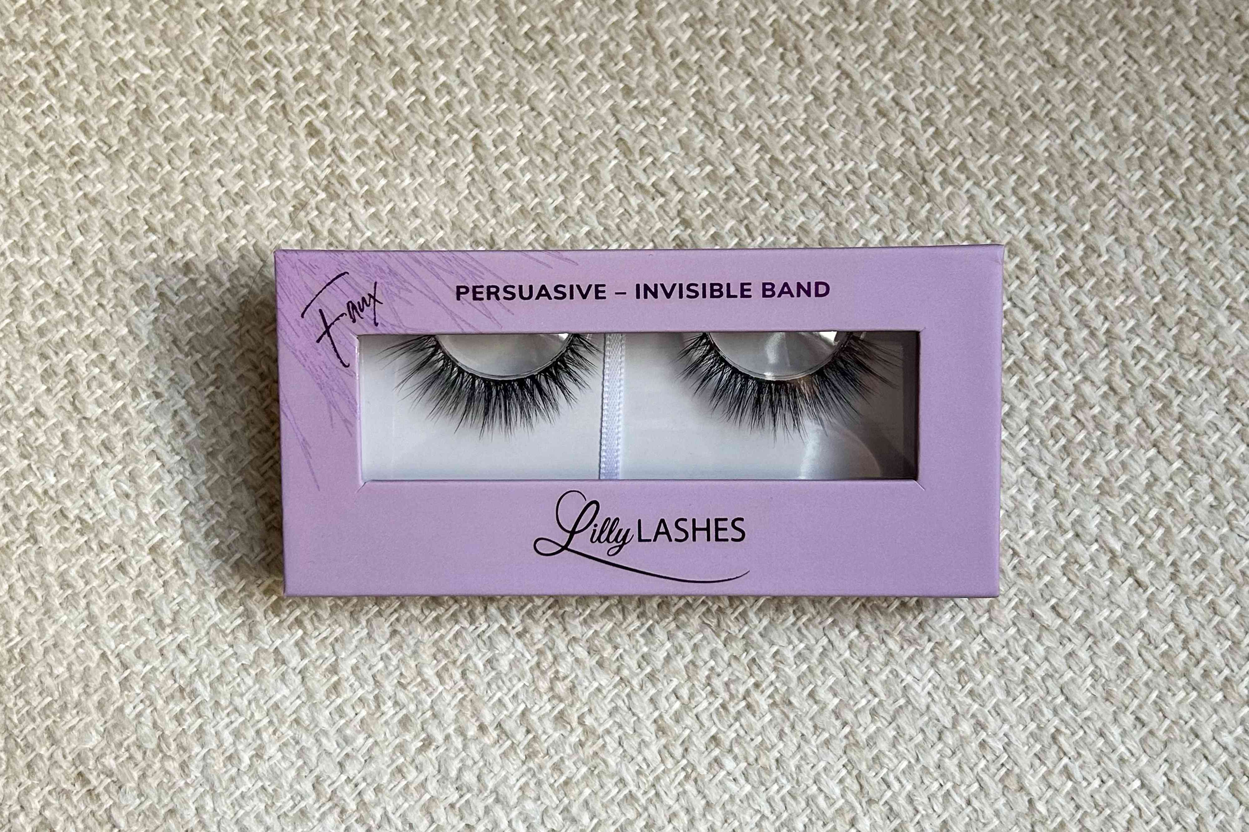 Lily Lashes Persuasive Lashes on a flat patterned surface